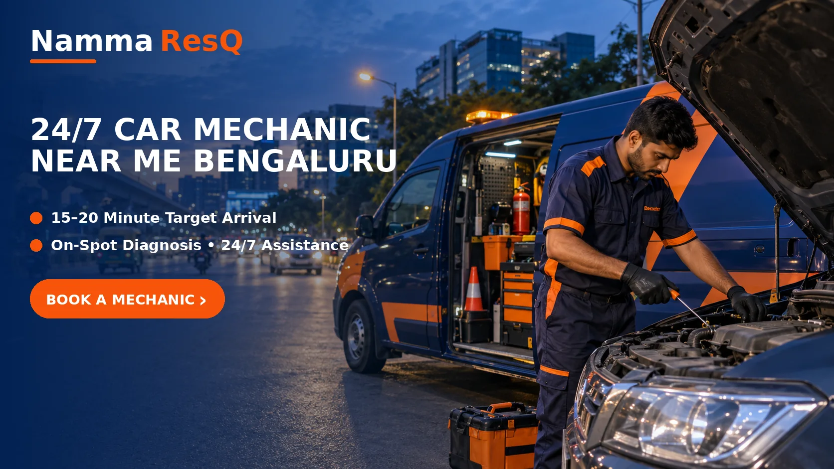24 7 car mechanic near me bengaluru namma resq banner