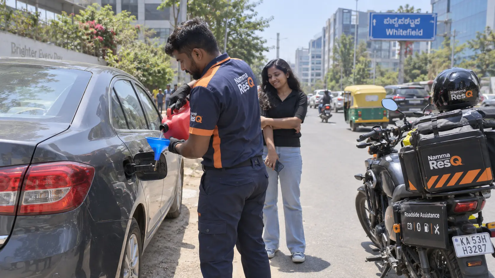 Emergency fuel delivery rescue in Bangalore