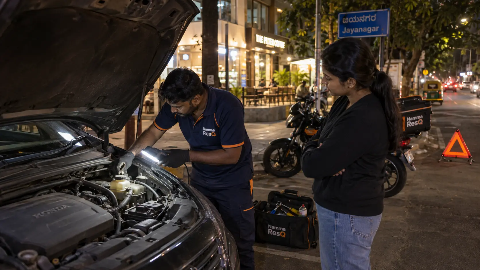 Night clutch and brake roadside assistance in Bangalore