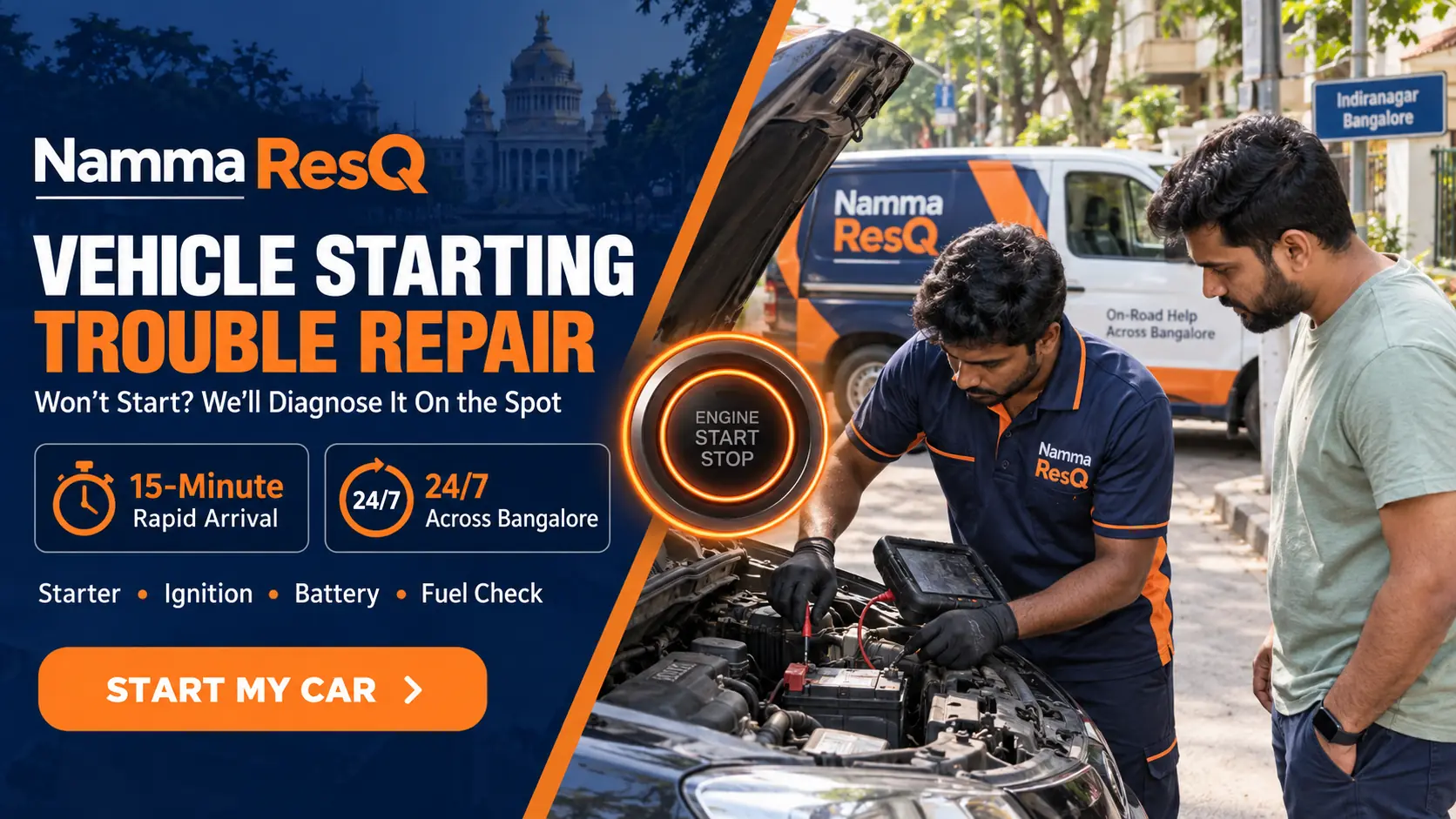 namma resq vehicle starting trouble repair bangalore